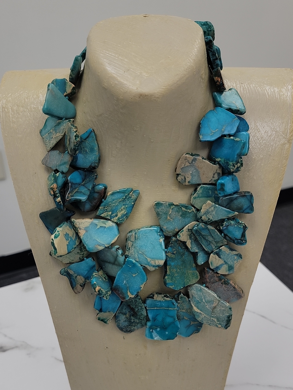 Bold Turquoise Stone Statement Necklace - Women Jewelry